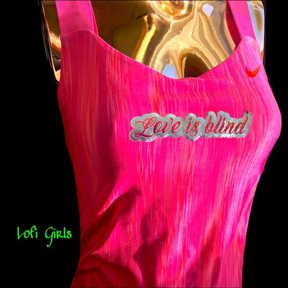 Nike Tops - Nike Vintage ‘Love is Blind’ Holographic Custom  Lofi Girls Sport Tank Top